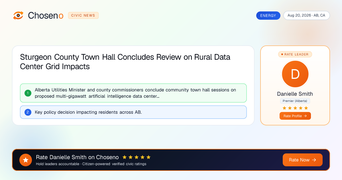 Visual summary for Sturgeon County Town Hall Concludes Review on Rural Data Center Grid Impacts