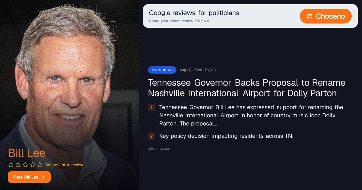 Tennessee Governor Backs Proposal to Rename Nashville International Airport for Dolly Parton