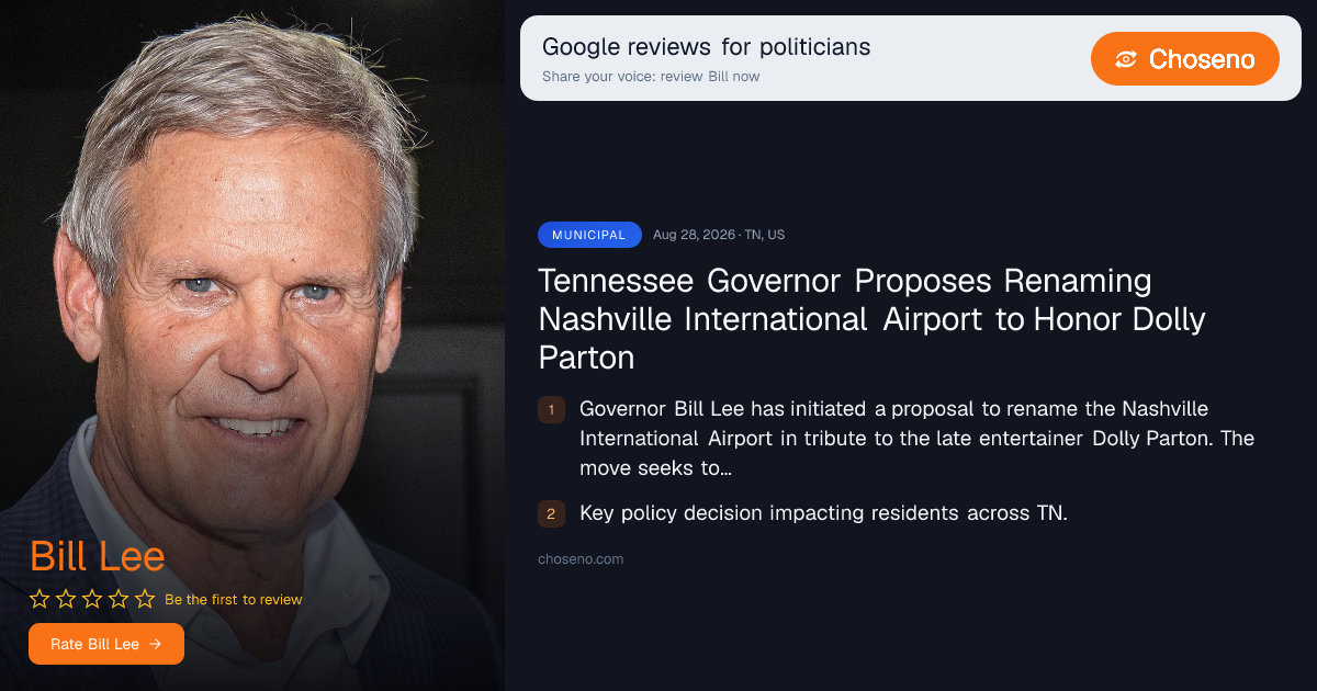 Tennessee Governor Proposes Renaming Nashville International Airport to Honor Dolly Parton