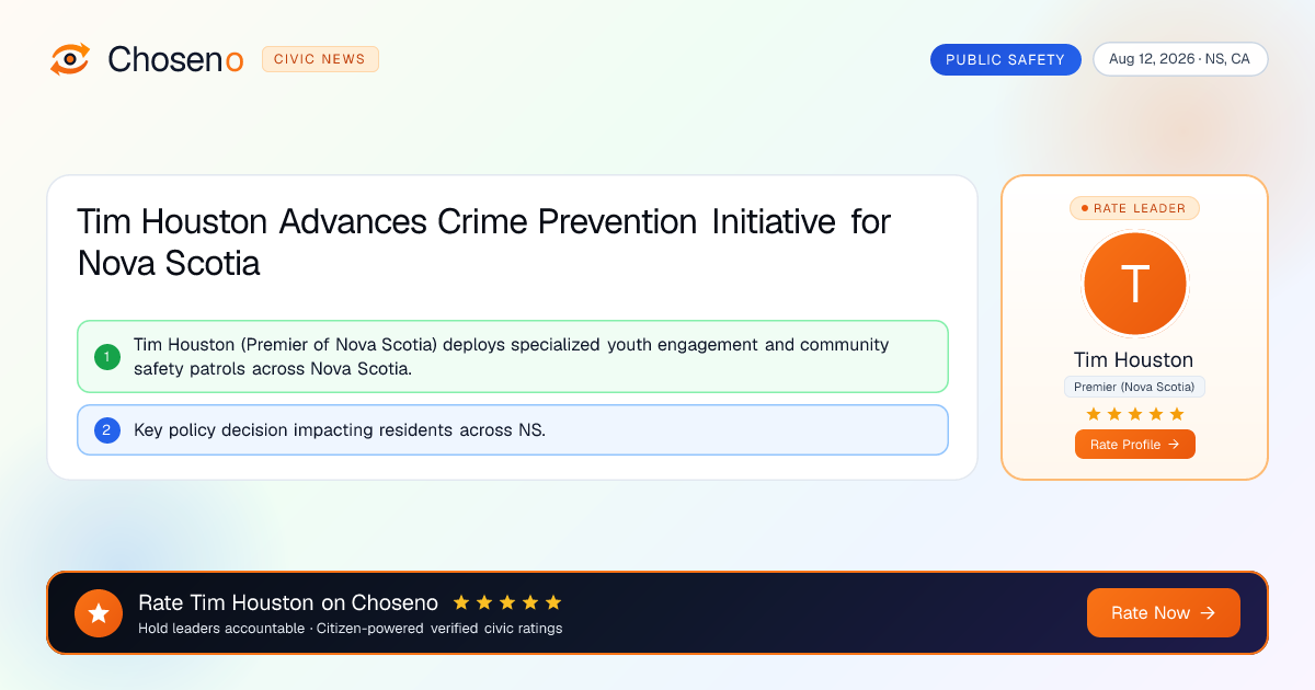 Tim Houston Advances Crime Prevention Initiative for Nova Scotia