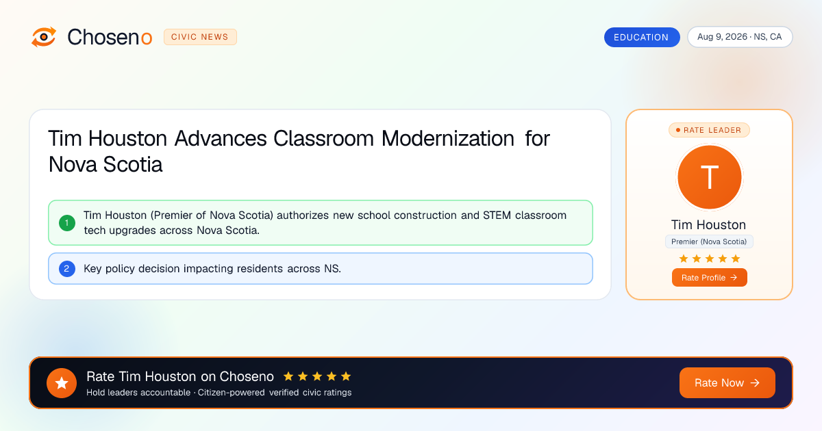Tim Houston Advances Classroom Modernization for Nova Scotia