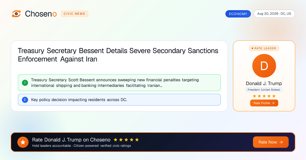 Treasury Secretary Bessent Details Severe Secondary Sanctions Enforcement Against Iran