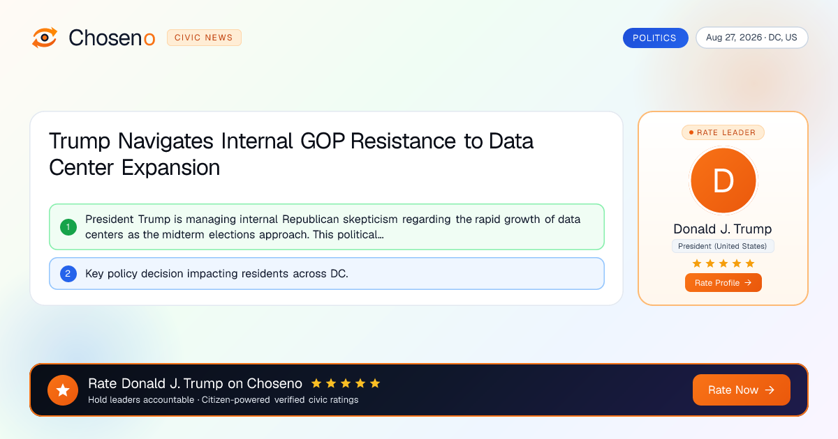 Trump Navigates Internal GOP Resistance to Data Center Expansion