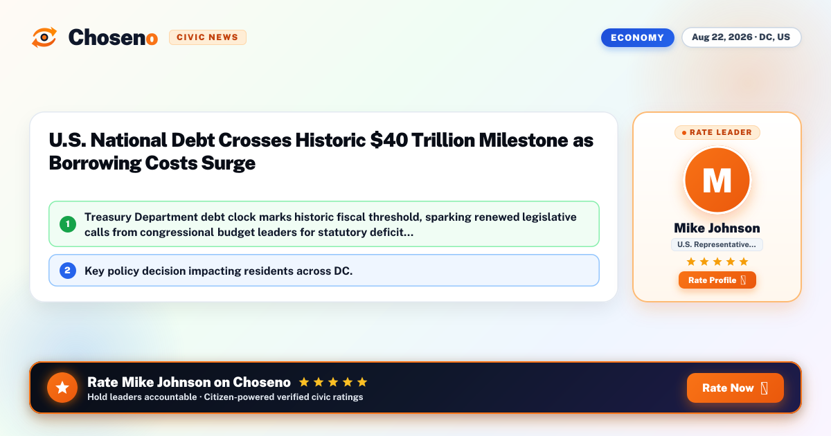 U.S. National Debt Crosses Historic $40 Trillion Milestone as Borrowing Costs Surge