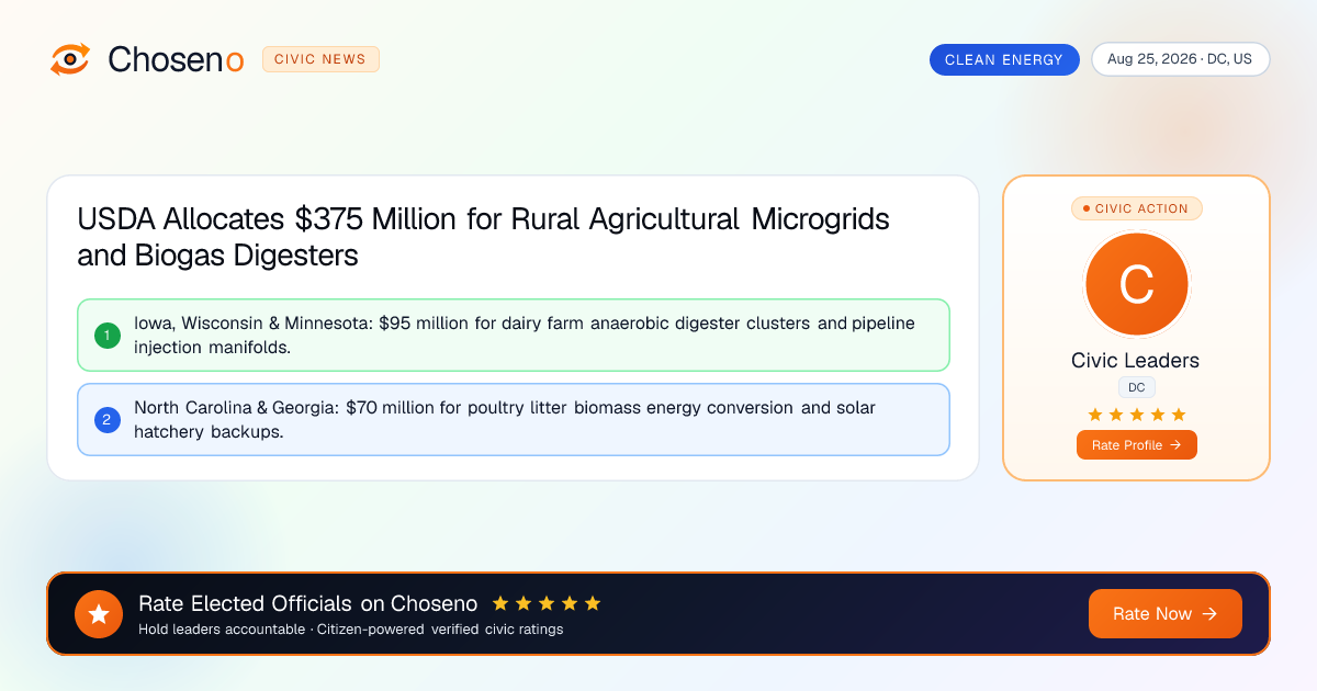 USDA Allocates $375 Million for Rural Agricultural Microgrids and Biogas Digesters