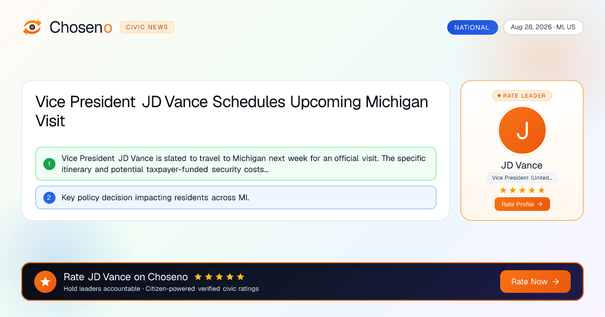 Vice President JD Vance Schedules Upcoming Michigan Visit