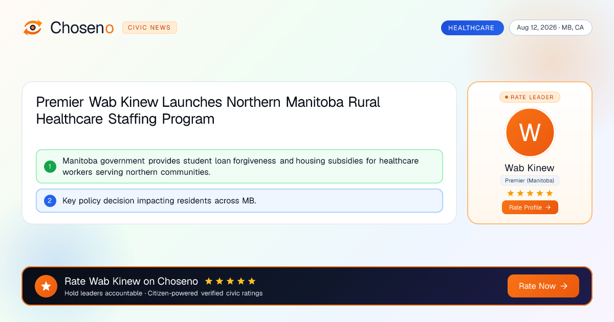 Premier Wab Kinew Launches Northern Manitoba Rural Healthcare Staffing Program